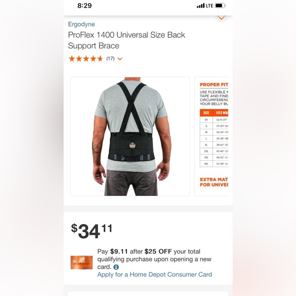 Proflex by Ergodyne Back Brace/Support with suspenders. Size X-Large. New - Picture 11 of 11